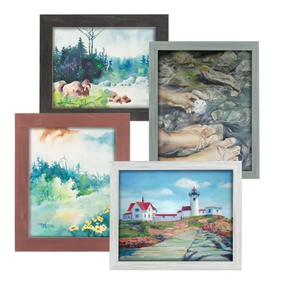 Millbrook Collection Country Chic Wood Picture Frames, Narrow - 1-1/2" Face Solid Wood Molding for Photos, Artwork & Prints Includes Acrylic Glazing - Made in USA {2}