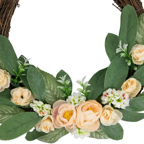 Northlight 14" Mini Peach Rose Half Floral Spring Wreath Green {6}