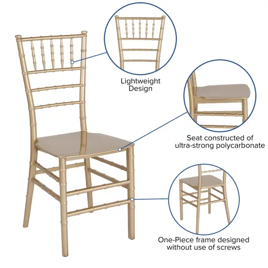 Emma and Oliver Resin Stacking Dining Chiavari Chair Gold {2}