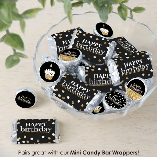 Big Dot of Happiness Adult Happy Birthday - Gold - Birthday Party Small Round Candy Stickers - Party Favor Labels - 324 Count {7}