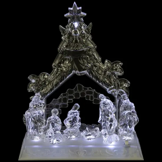 Northlight LED Lighted Nativity Scene in Stable Acrylic Christmas Decoration - 10.75" Clear {6}