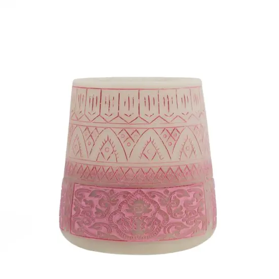 Midwest 5.5" Petit Bazaar Etched Moroccan Pink Decorative Pillar Candle Holder {1}