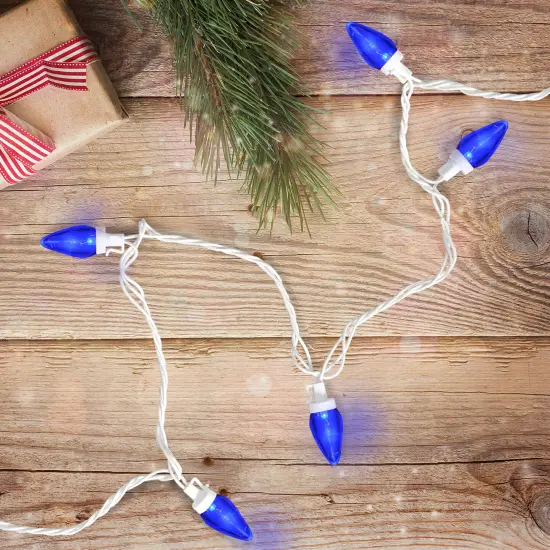 Northlight LED C7 Christmas Lights - Blue - 16' White Wire - 25ct {3}