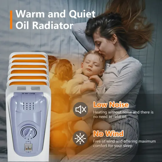 Costway 1500W Electric Oil Filled Radiator Space Heater 7-Fin Thermostat Room Radiant {4}