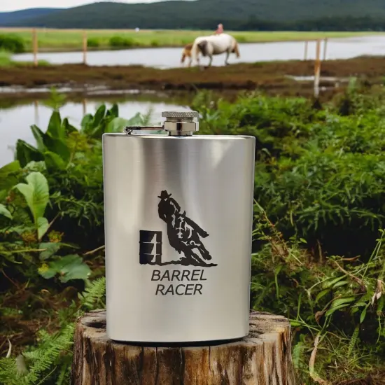 8oz Barrel Racer Stainless Steel Flask {4}