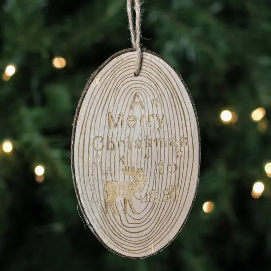 Kurt Adler 6" Rustic Woodland Tree Slice Moose Christmas Ornament Beige {4}