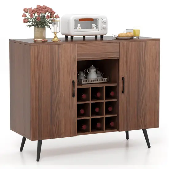 Costway Buffet Sideboard Cabinet Wine Bar Cabinet with Drawer & Adjustable Shelves {1}