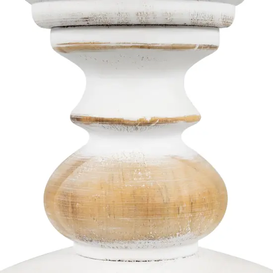 Northlight Wooden Pedestal Pillar Candle Holder - 5.5" - Brushed White {6}