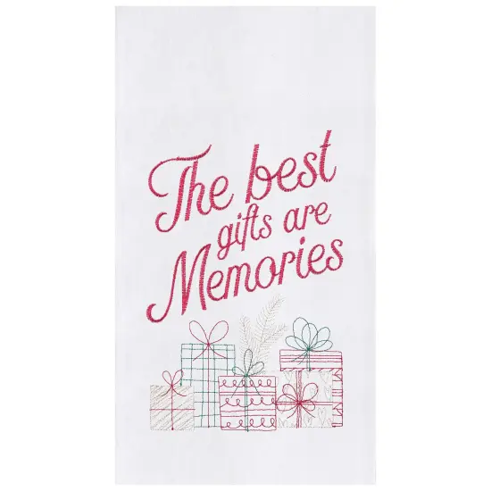 Gifts Are Memories Embroidered Flour Sack Cotton Kitchen Towel {1}