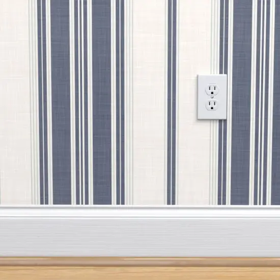 Pre-Pasted Wallpaper 2FT Wide Ticking Stripe Elegant Neutral Traditional Medium Scale Custom Pre-pasted Wallpaper by Spoonflower {4}