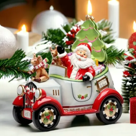 Ceramic Christmas Santa Car Cookie Jar with Cookie Plates and Salt and Pepper Shakers, Home D&eacute;cor, Gift for Her, Gift for Mom, Kitchen D&eacute;cor {1}