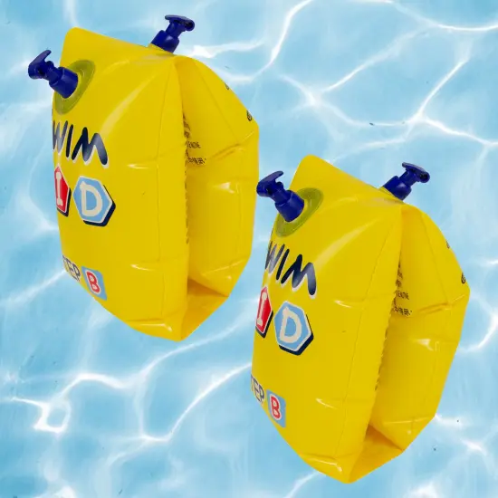 Pool Central 10-Inch Inflatable Yellow Swim Kid Step B Arm Floats - Set of 2 {3}