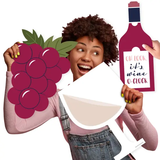 Big Dot of Happiness But First, Wine - Glass, Bottle, and Grapes Decorations - Wine Tasting Party Large Photo Props - 3 Pc {1}