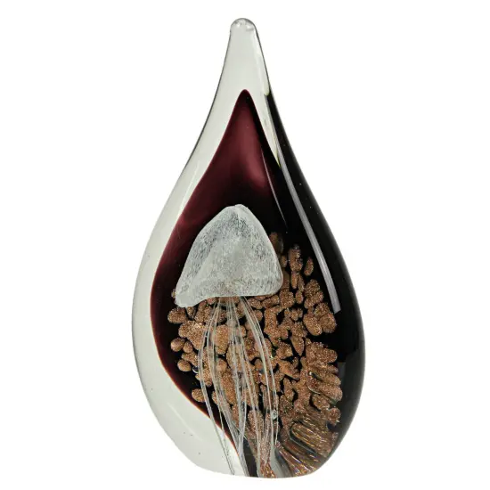 7 Inch Glass Drop Jellyfish Coral Paperweight Home Decor Sculpture Coastal {4}