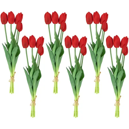 Northlight Real Touch&trade; Red Artificial Tulip Floral Bundles, Set of 6 - 18" {1}