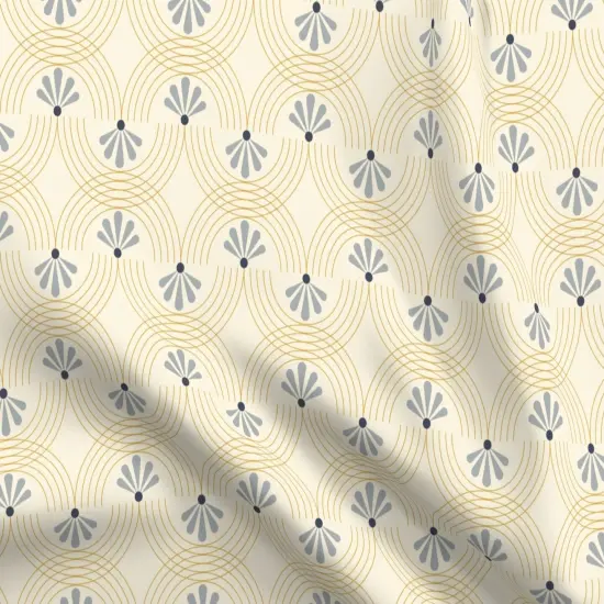 Various Fabrics by the Yard or Fat Quarter Retro Floral Yellow Swirls Blue Gray Deco Flowers Custom Printed Fabric by Spoonflower {5}