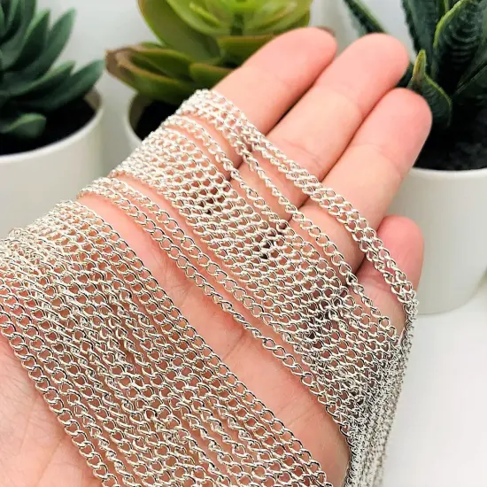 12 or 72 Pieces: 18" Pre-made Silver Plated Curb Necklace Chains {3}