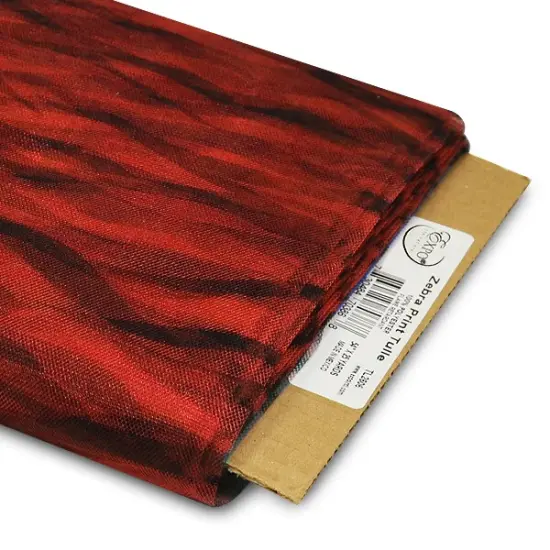 Premium Zebra Print Tulle Fabric Bolt of 54" X 25 Yards Red {1}