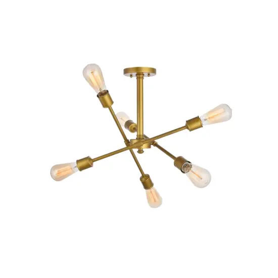 Axel 6 Lights Brass Flush Mount {4}