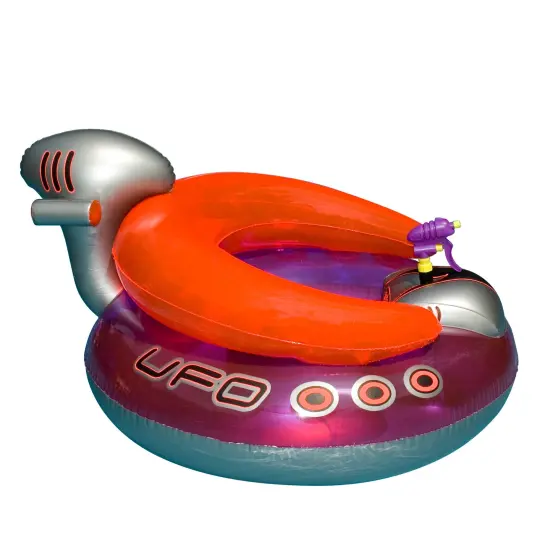 Swim Central 45" Water Sports Inflatable UFO Squirter Spaceship Ride-On Swimming Pool Float Red {1}