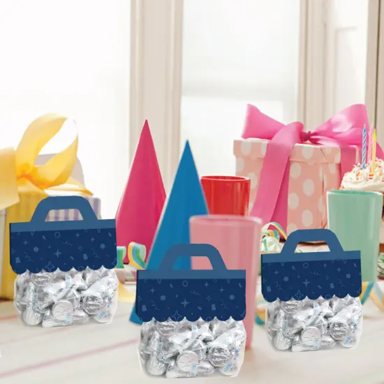 Big Dot of Happiness Navy Confetti Stars - DIY Simple Party Clear Goodie Favor Bag Labels - Candy Bags with Toppers - Set of 24 {7}