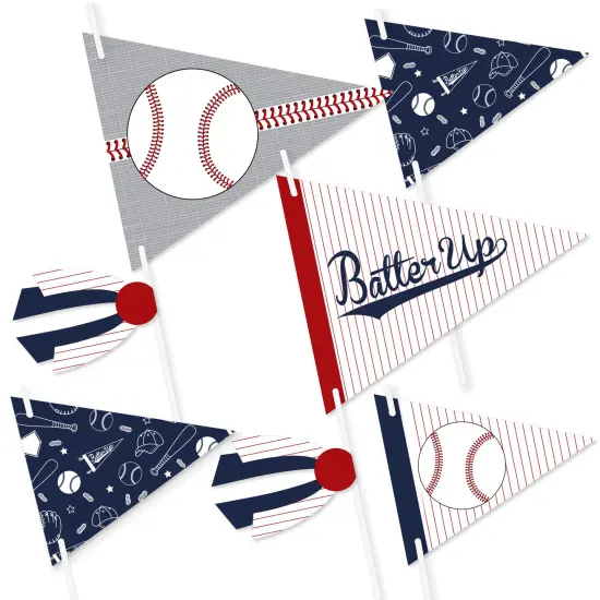 Big Dot of Happiness Batter Up - Baseball - Triangle Baby Shower or Birthday Party Photo Props - Pennant Flag Centerpieces - Set of 20 {1}