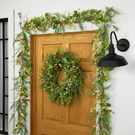 Northlight Berry and Crabapple Fern Foliage Spring Garland - 5' Green {3}