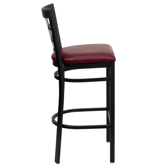 Emma and Oliver Window Back Metal Restaurant Dining Barstool BurgVYL/BlackMetal {4}