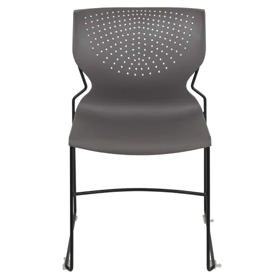 Emma and Oliver Home and Office Stack Chair with Lumbar Support and Metal Frame - Guest Chair Gray {3}