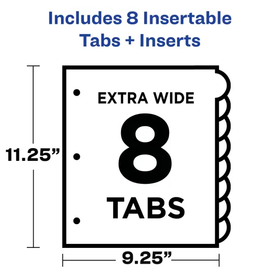 Avery Insertable Style Edge Pocket Plastic Dividers for 3 Ring Binders, 8-Tab Set, Style Edge Insertable Multicolor Tabs, Works With Sheet Protectors, 1 Set (11293) {3}