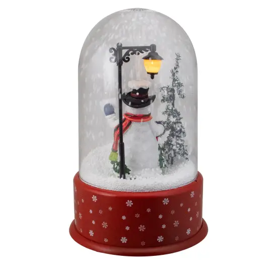 Northlight Lighted Snowman with Street Light Snowing Christmas Globe - 11.75" Red {7}