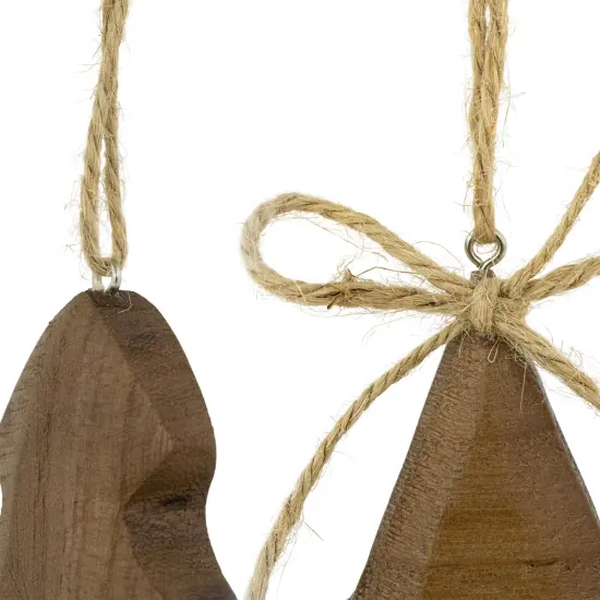 Northlight Tree and Star Wooden Christmas Ornaments - 5" - Brown - Set of 2 {7}