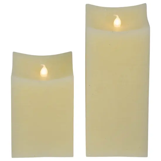 Northlight LED Flickering Flameless Wax Rectangular Candles - 8" - Cream - Set of 2 Ivory {5}