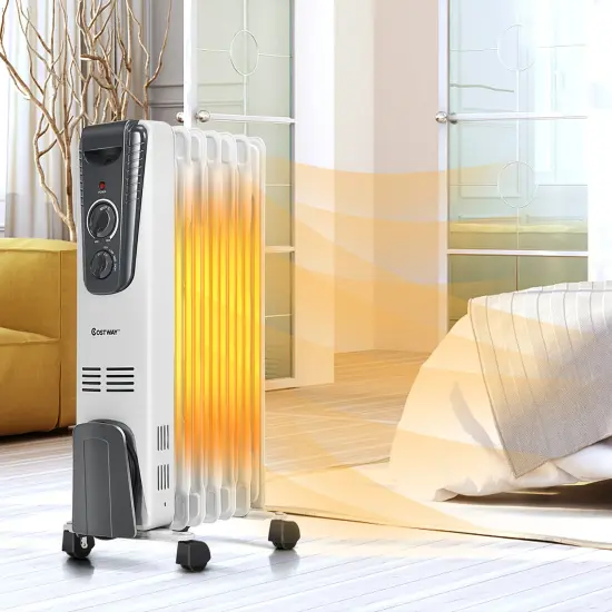Costway 1500W Electric Oil Filled Radiator Space Heater 5.7 Fin Thermostat Room Radiant {3}