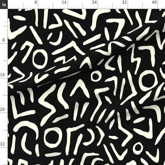 Various Fabrics by the Yard or Fat Quarter Geometric Abstract Bold Graphic Artistic Tribal Style Black Ivory Custom Printed Fabric by Spoonflower {1}