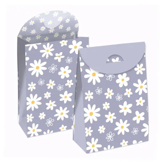 Big Dot of Happiness Purple Daisy Flowers - Floral Gift Favor Bags - Party Goodie Boxes - Set of 12 {1}