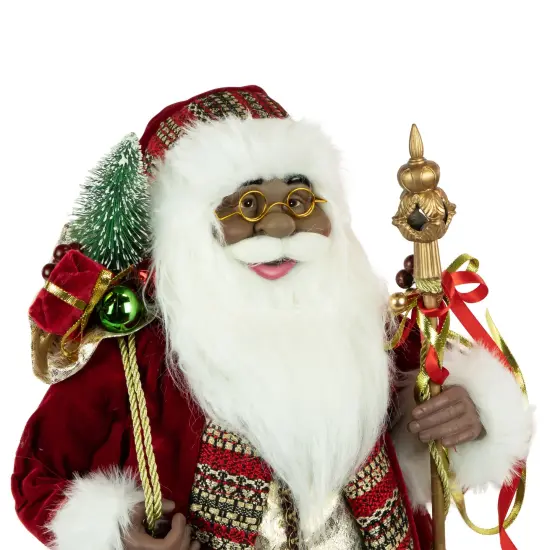Northlight 24" African American Santa Claus with Gift Bag Christmas Figure Red {6}