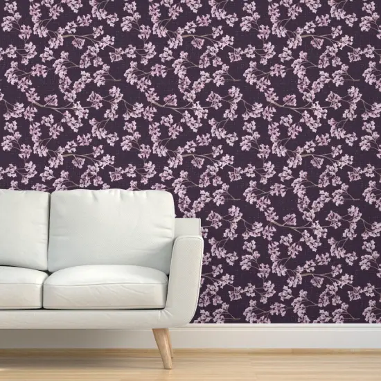 Pre-Pasted Wallpaper 2FT Wide Moody Floral Botanical Nature Flowers Trees Plants Purple Jacaranda Poisonous Custom Pre-pasted Wallpaper by Spoonflower {5}