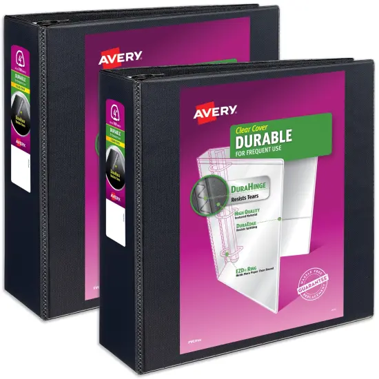 Avery Durable View 3 Ring Binder, 4 Inch EZD Rings, 2 Black Binders (09800) {1}