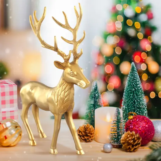 Costway Standing Reindeer Statue Aluminum Deer Sculpture for Indoors Christmas Decor {2}
