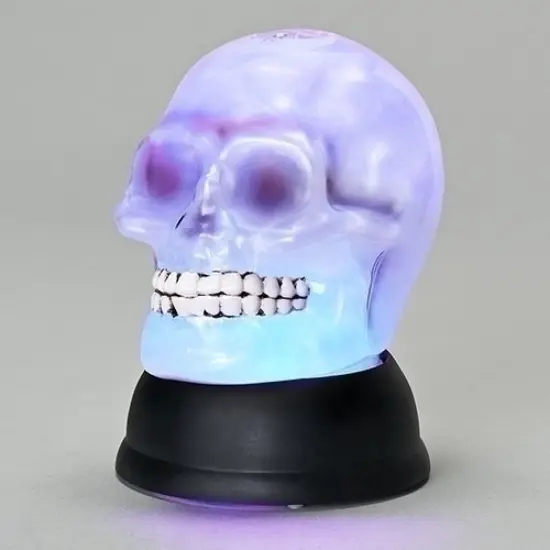 Roman 6" LED Pearl Swirl Skull Battery Operated Halloween Figurine Clear {1}