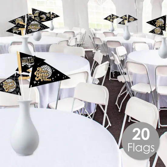 Big Dot of Happiness Disco New Year - Triangle Groovy NYE Party Photo Props - Pennant Flag Centerpieces - Set of 20 {3}
