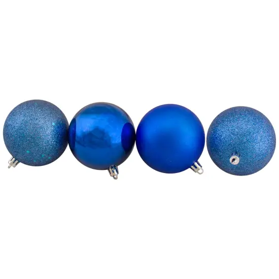 Northlight Shatterproof 4-Finish Christmas Ball Ornaments - 3.25" (80mm) - Lavish Blue - 32ct {4}