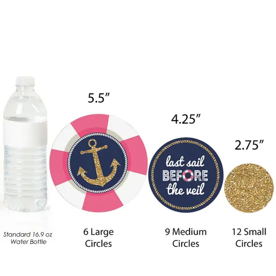 Big Dot of Happiness Last Sail Before the Veil - Nautical Bridal Shower Bachelorette Party Giant Circle Confetti - Party D&eacute;cor - Large Confetti 27 Ct {4}