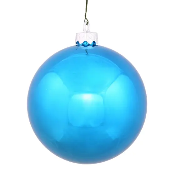 Vickerman 10 in. Turquoise Shiny Ball Christmas Ornament {1}