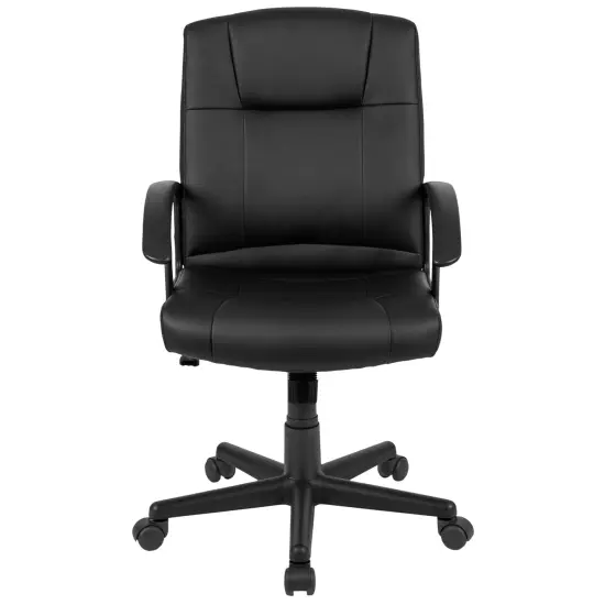 Emma and Oliver Fundamentals Mid-Back Padded Task Office Chair with Arms Black {3}