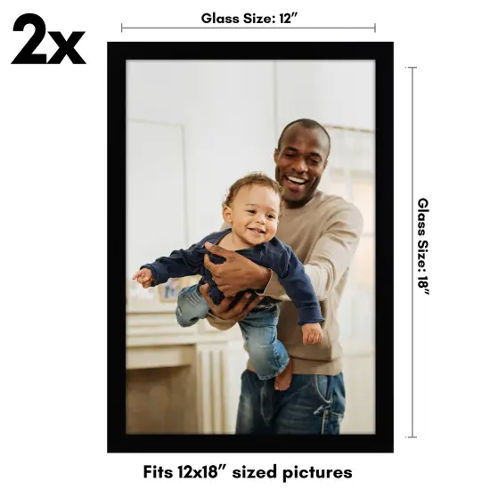 Americanflat Gallery Picture Frame - Set of 2 - Photo Frame for Wall Decor - Shatter Resistant Glass - Adjustable Hanging Hardware - Includes Easel for Tabletop Display - Black {8}