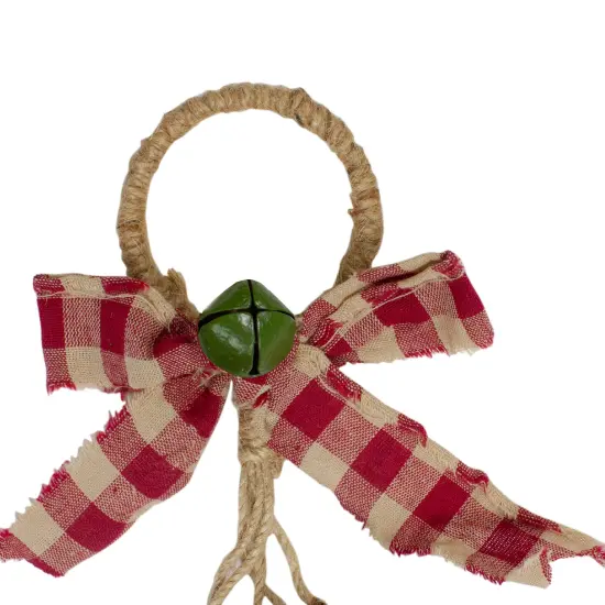 Northlight 15-Inch Pine and Green Jingle Bell Christmas Door Hanger with Plaid Bow {5}