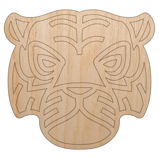 Tiger Head Icon Unfinished Wood Shape Piece Cutout for DIY Craft Projects {7}