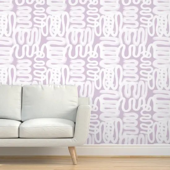 Pre-Pasted Wallpaper 2FT Wide Modern Art Purple Punk Abstract Art Graffiti Lavender Scribble Spray Paint Custom Pre-pasted Wallpaper by Spoonflower {5}